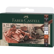 Faber-Castell - Popisovač Pitt Artist Pen, plastové pouzdro 8 ks, Classic