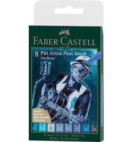 Faber-Castell - Popisovač Pitt Artist Pen, plastové pouzdro 8 ks, The blues
