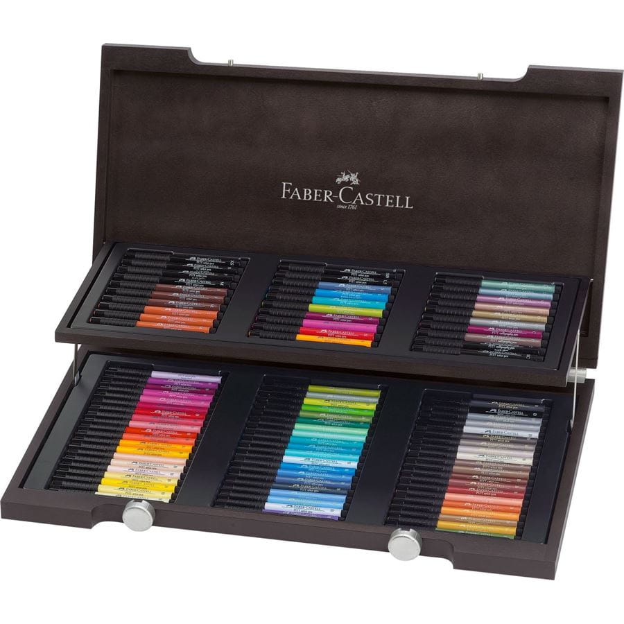 Faber-Castell - Popisovač Pitt Artist Pen Brush, dřevěná kazeta 90 ks