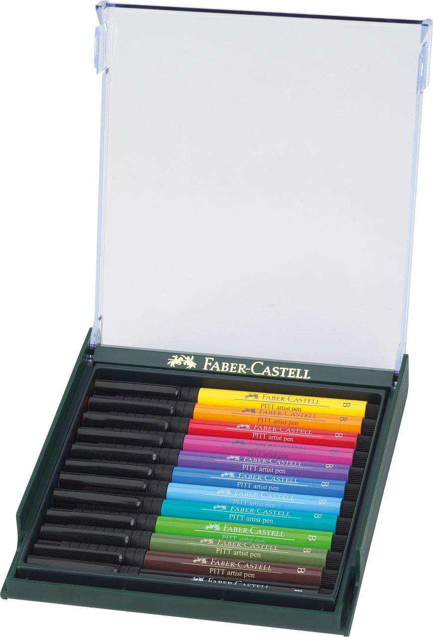 Faber-Castell - Popisovač Pitt Artist Pen Brush 12ks, základní barvy