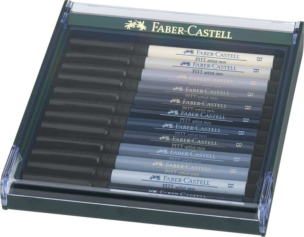 Faber-Castell - Popisovač Pitt Artist Pen Brush 12ks, odstíny šedi
