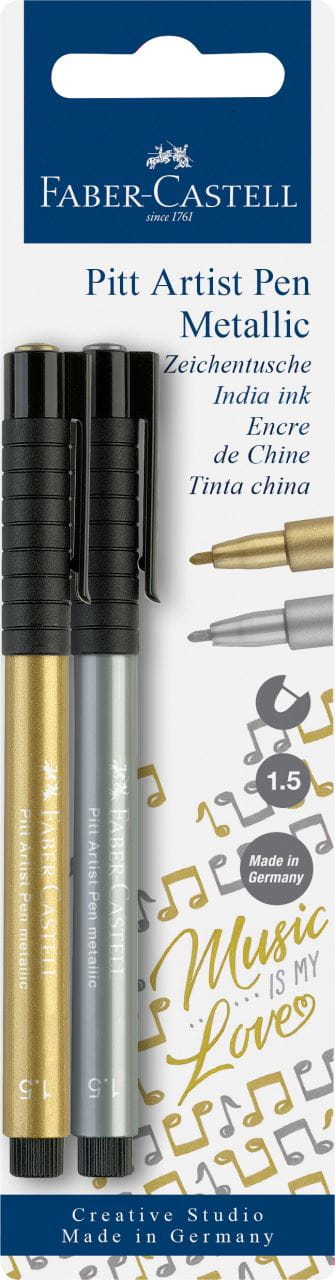 Faber-Castell - Popisovač Pitt Artist Pen Metallic, zlatá / stříbrná, 2 ks