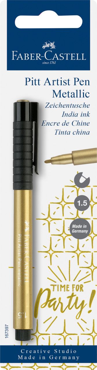 Faber-Castell - Popisovač Pitt Artist Pen Metallic, zlatá, 1 ks