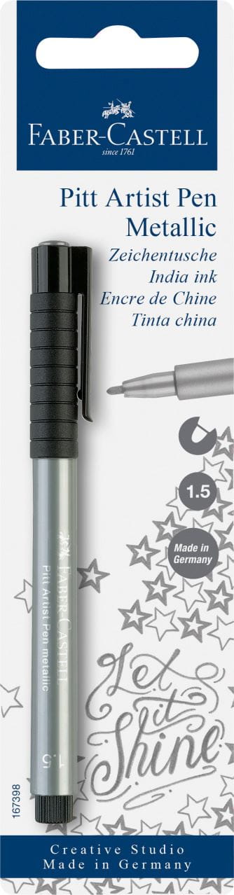 Faber-Castell - Popisovač Pitt Artist Pen Metallic, stříbrná, 1 ks