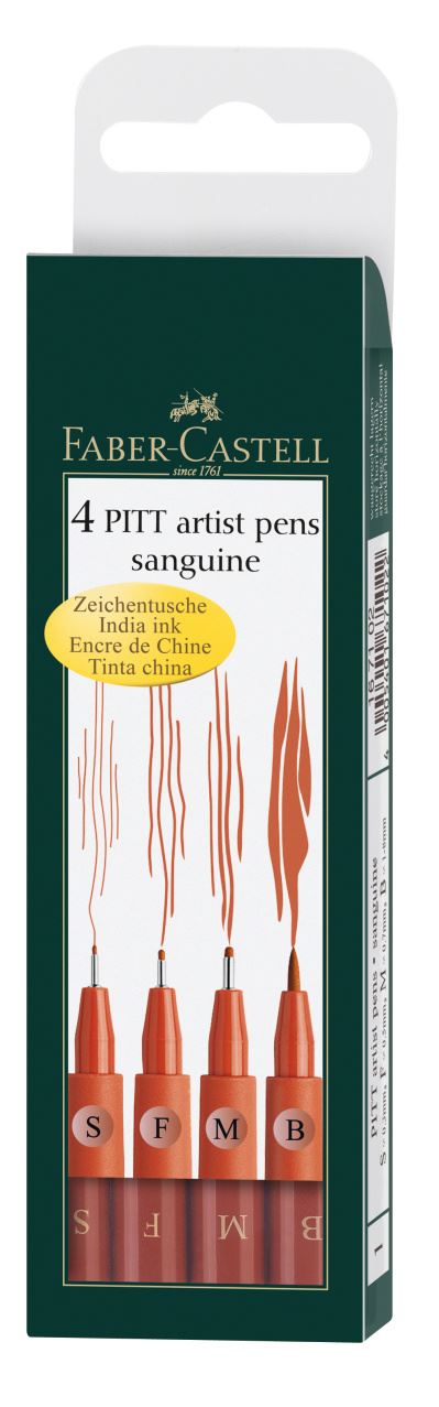 Faber-Castell - Popisovač Pitt Artist Pen, plast. pouzdro 4 ks, světle hnědá