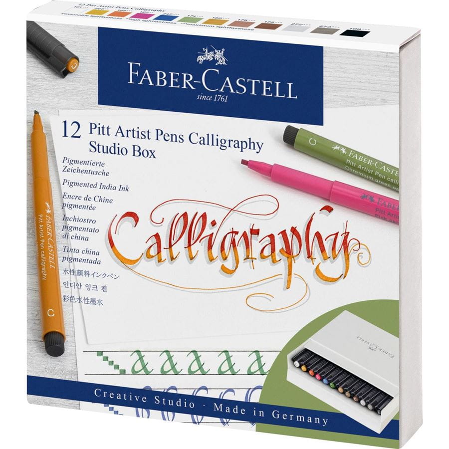 Faber-Castell - Popisovač Pitt Artist Pen Calligraphy, Studio box, 12 ks