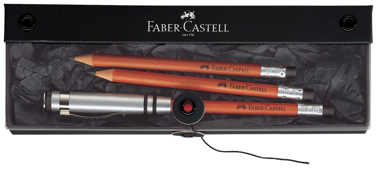 Faber-Castell - Grafitová tužka Perfect pencil, dárková sada 3 ks, hnědá