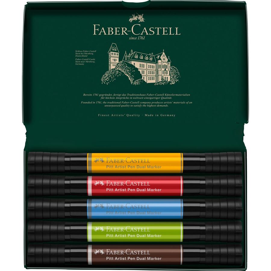 Faber-Castell - Popisovač Pitt Artist Pen Dual, plastové pouzdro 5 ks