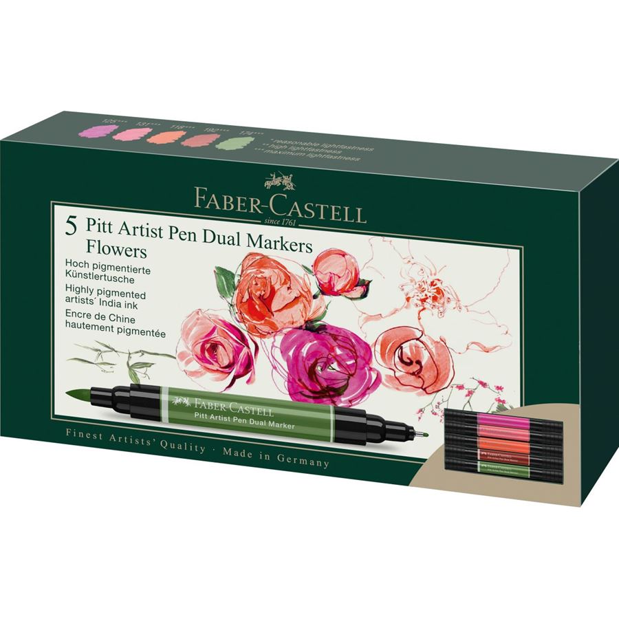Faber-Castell - Popisovač Pitt Artist Pen Dual, Flowers, pap. krabička 5 ks