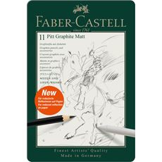 Faber-Castell - Grafitová tužka Pitt Graphite Matt, plechová krabička 11 ks