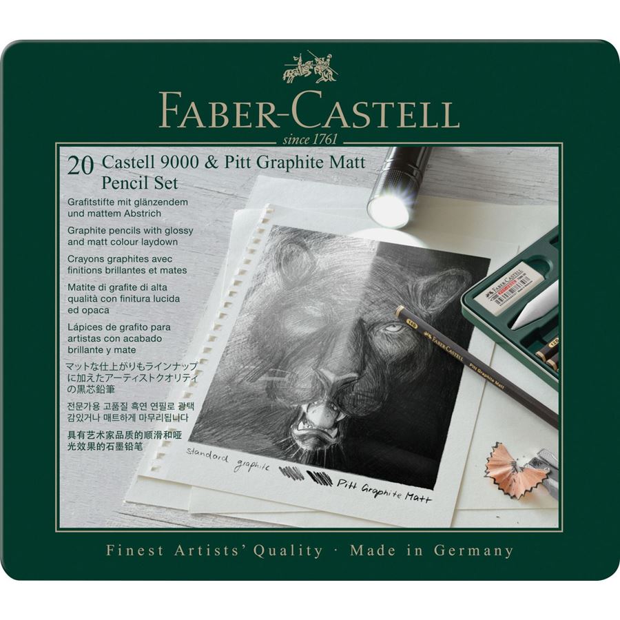 Faber-Castell - Grafitová tužka Pitt Graphite Matt & Castell 9000, sada 20 ks