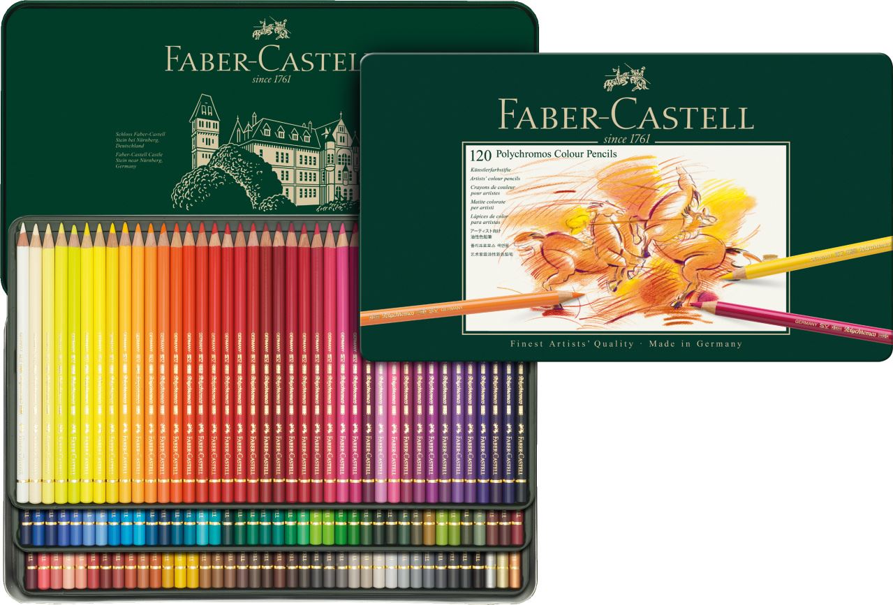 Faber-Castell - Pastelka Polychromos, plechová krabička 120 ks