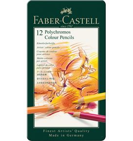 Faber-Castell - Pastelka Polychromos, plechová krabička 12 ks