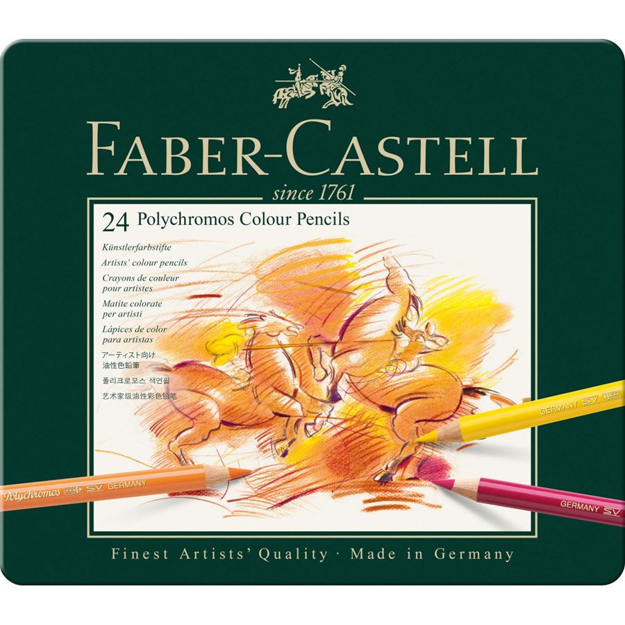 Faber-Castell - Pastelka Polychromos, plechová krabička 24 ks
