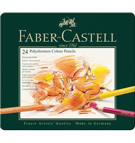Faber-Castell - Pastelka Polychromos, plechová krabička 24 ks