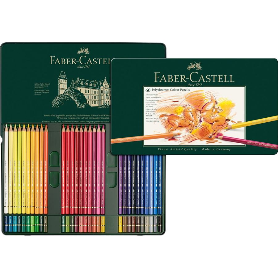 Faber-Castell - Pastelka Polychromos, plechová krabička 60 ks