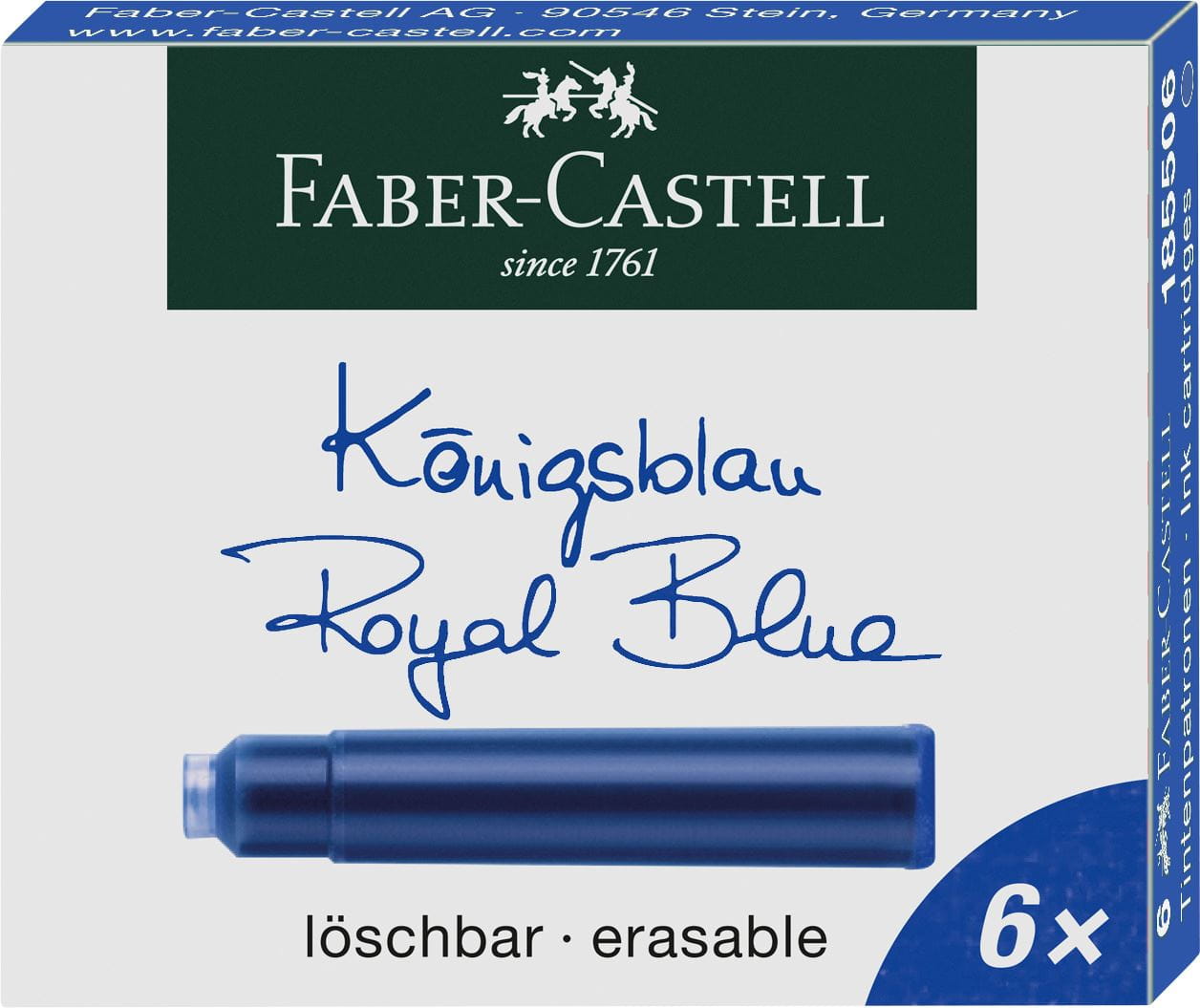 Faber-Castell - Náhradní inkoustové bombičky, modrá barva