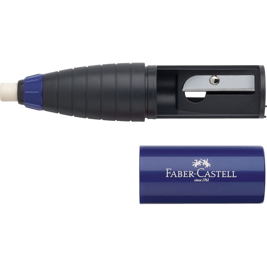 Faber-Castell - Ořezávátko TWIST se stěrací pryží 12ks, malinová /modrá