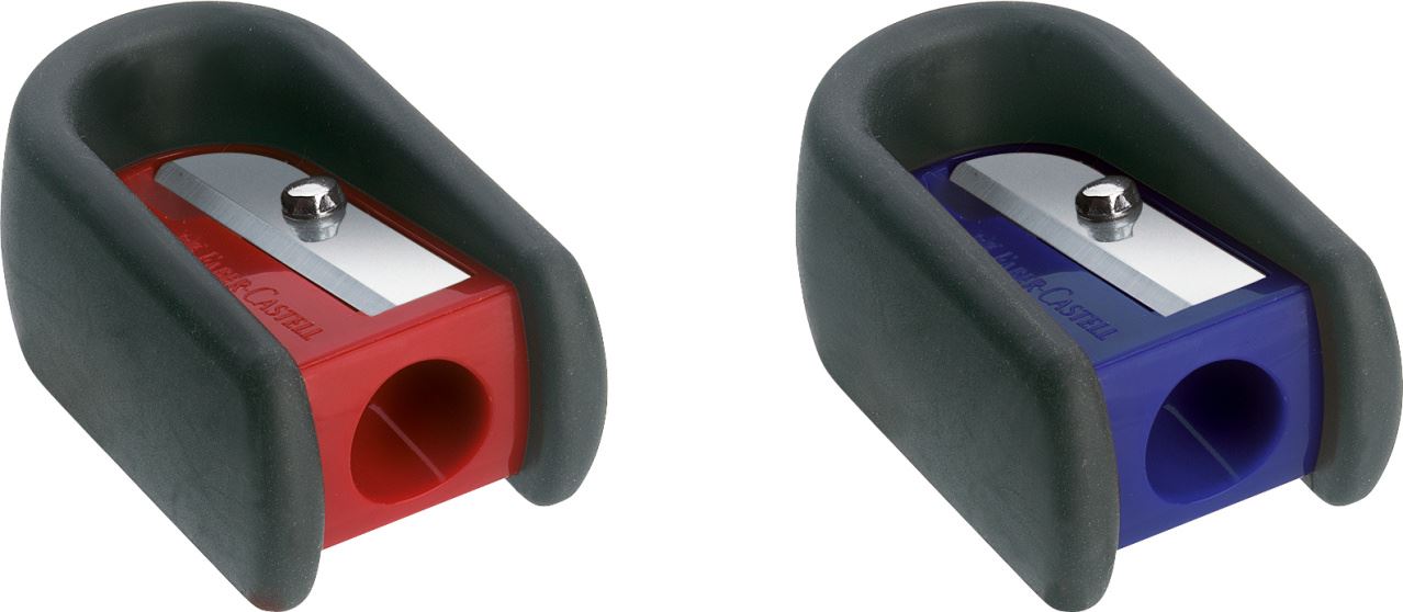 Faber-Castell - Ořezávátko jednoduché s gumovým úchytem 24ks, červená/modrá