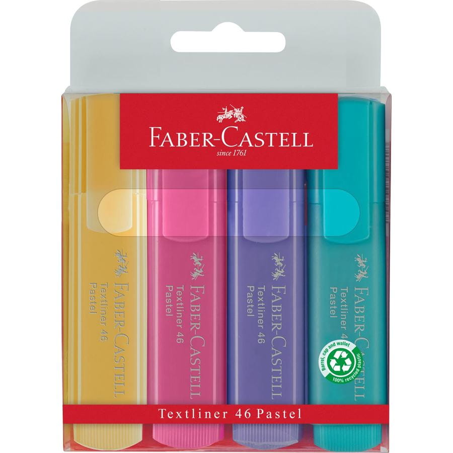 Faber-Castell - Zvýrazňovač Textliner 46 Pastel, sada 4 ks