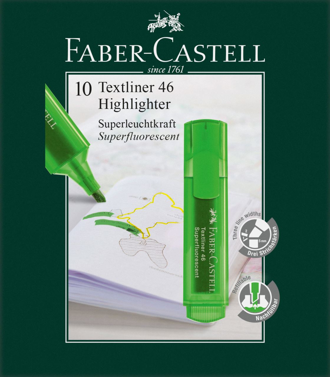 Faber-Castell - Zvýrazňovač Textliner 46, zelená