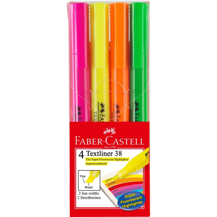 Faber-Castell - Zvýrazňovač Textliner 38, sada 4 ks