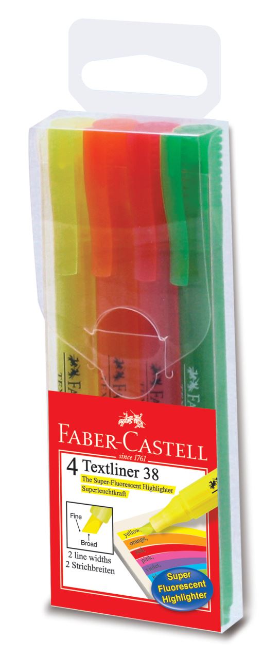 Faber-Castell - Zvýrazňovač Textliner 38, sada 4 ks