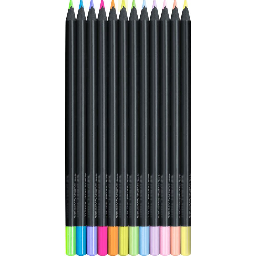 Faber-Castell - Pastelka Black Edition, Neon & Pastel, pap. krabička 12 ks