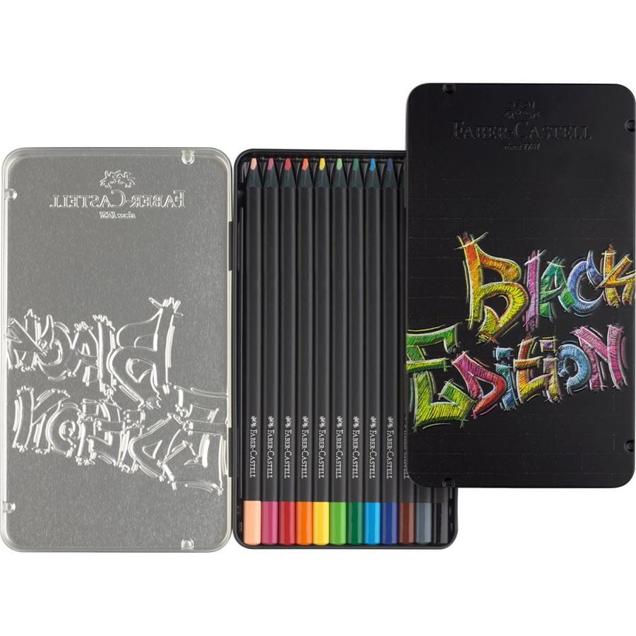 Faber-Castell - Pastelka Black Edition, plechová krabička 12 ks