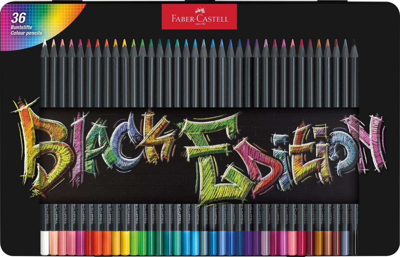 Faber-Castell - Pastelka Black Edition, plechová krabička 36 ks