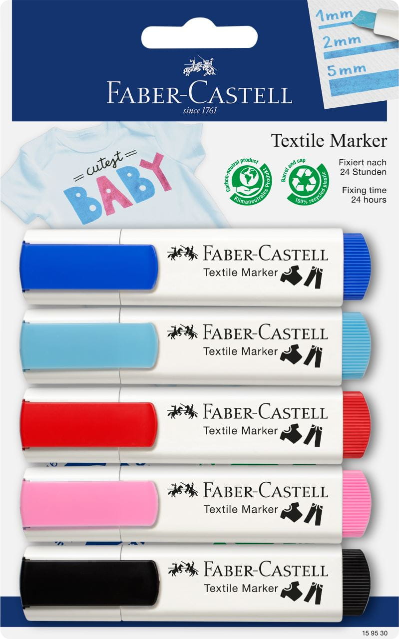 Faber-Castell - Popisovače textilní, Baby barvy, sada 5 ks